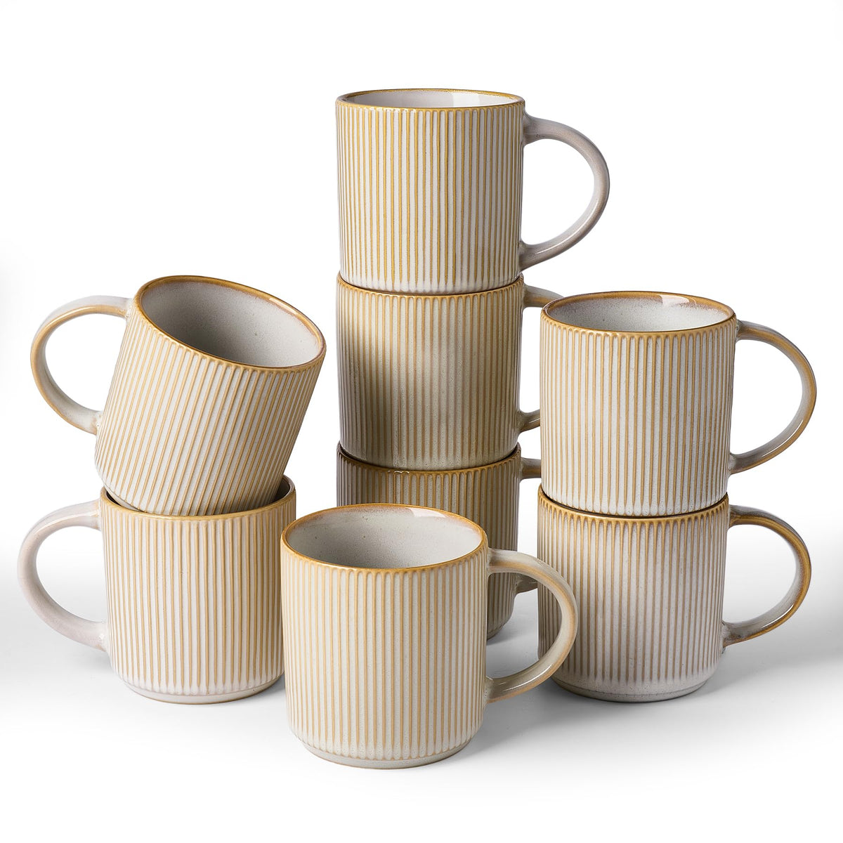 famiware Coffee Mug Set of 4, Star 12 oz Ceramic Mugs Cups Set with Handle