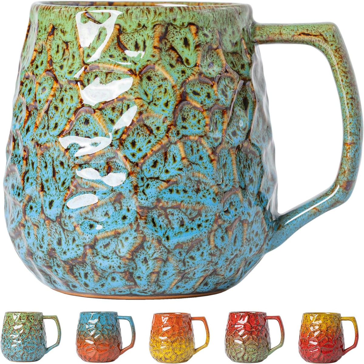 Forest Tide Ceramic Mug, 18oz Reactive Glaze Coffee Mug, Self Care Gift