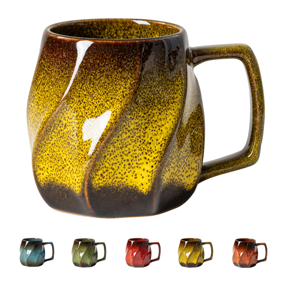Forest Tide Ceramic Mug, 18oz Reactive Glaze Coffee Mug, Self Care Gift