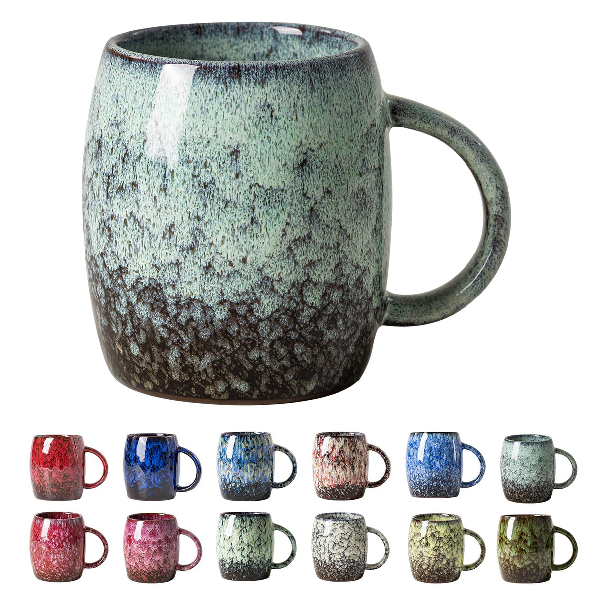 Deep Cobalt Ceramic Mug, 14oz Reactive Glaze Coffee Mug, Office Gift
