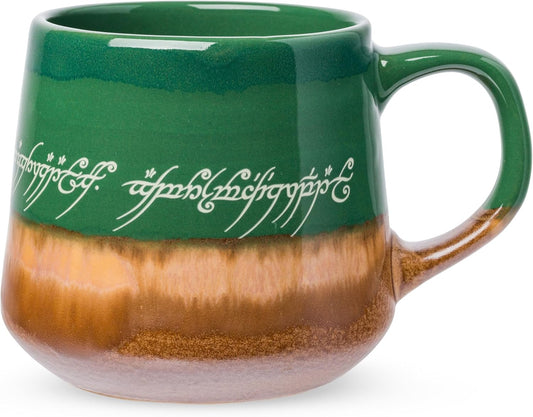 Silver Buffalo Lord of the Rings Elven, Reactive Glaze Pottery Mug, 14oz