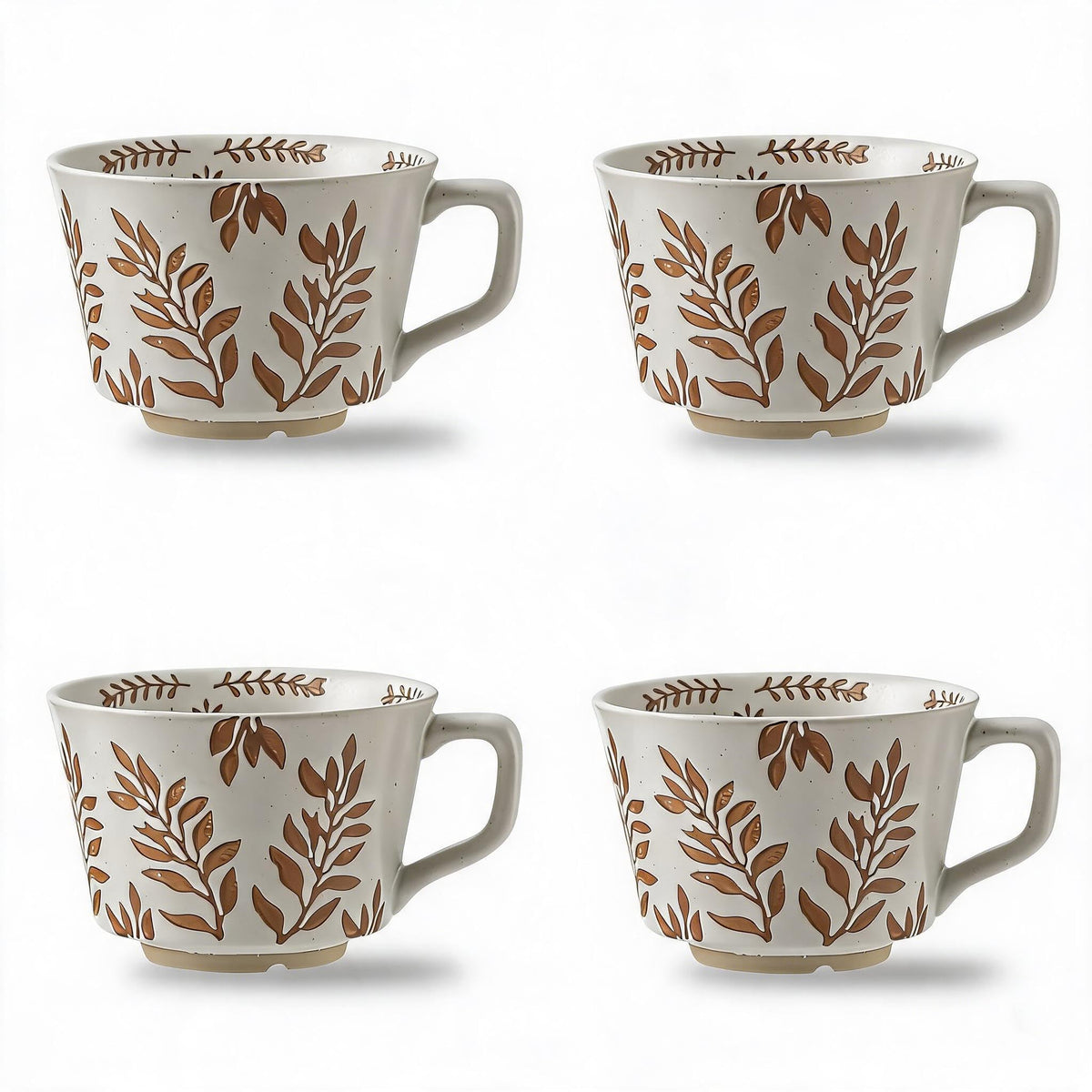 Ceramic Mug, 11oz - Vintage Cups Mug for Coffee Milk Latte Cappuccino Tea, Porcelain Cups Dishwasher Microwave Freezer Safe Stoneware (Brown Leaf Mug 1 pc)