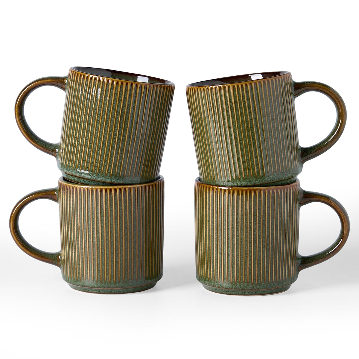 famiware Coffee Mug Set of 4, Star 12 oz Ceramic Mugs Cups Set with Handle