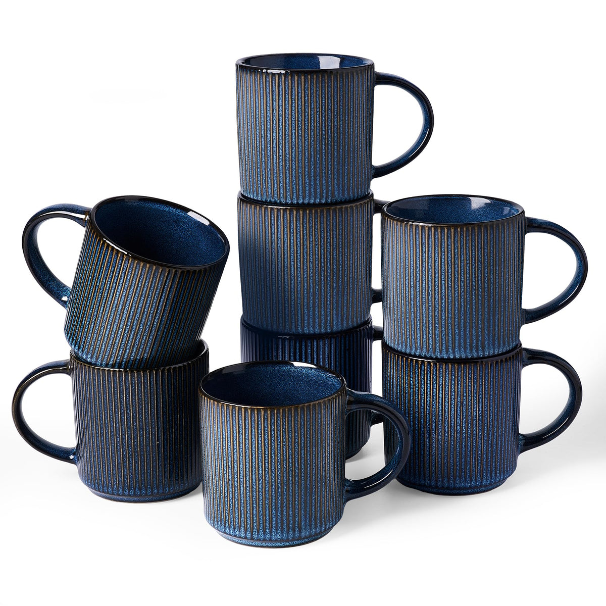 famiware Coffee Mug Set of 4, Star 12 oz Ceramic Mugs Cups Set with Handle