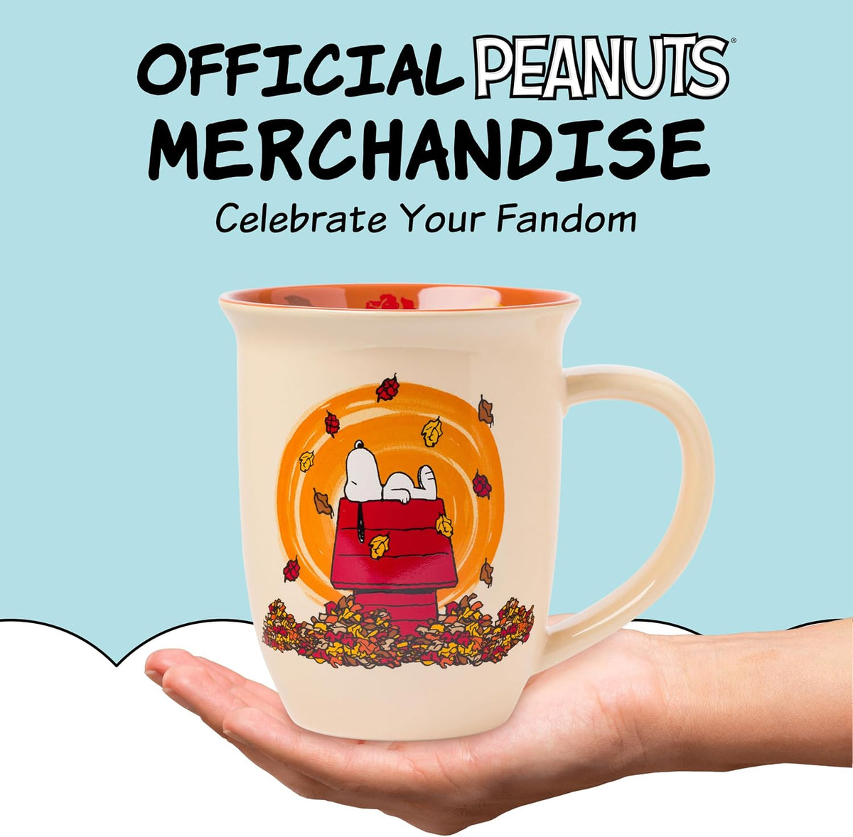 Silver Buffalo Peanuts Snoopy Fall Leaf, Wide Rim Ceramic Mug, 16oz