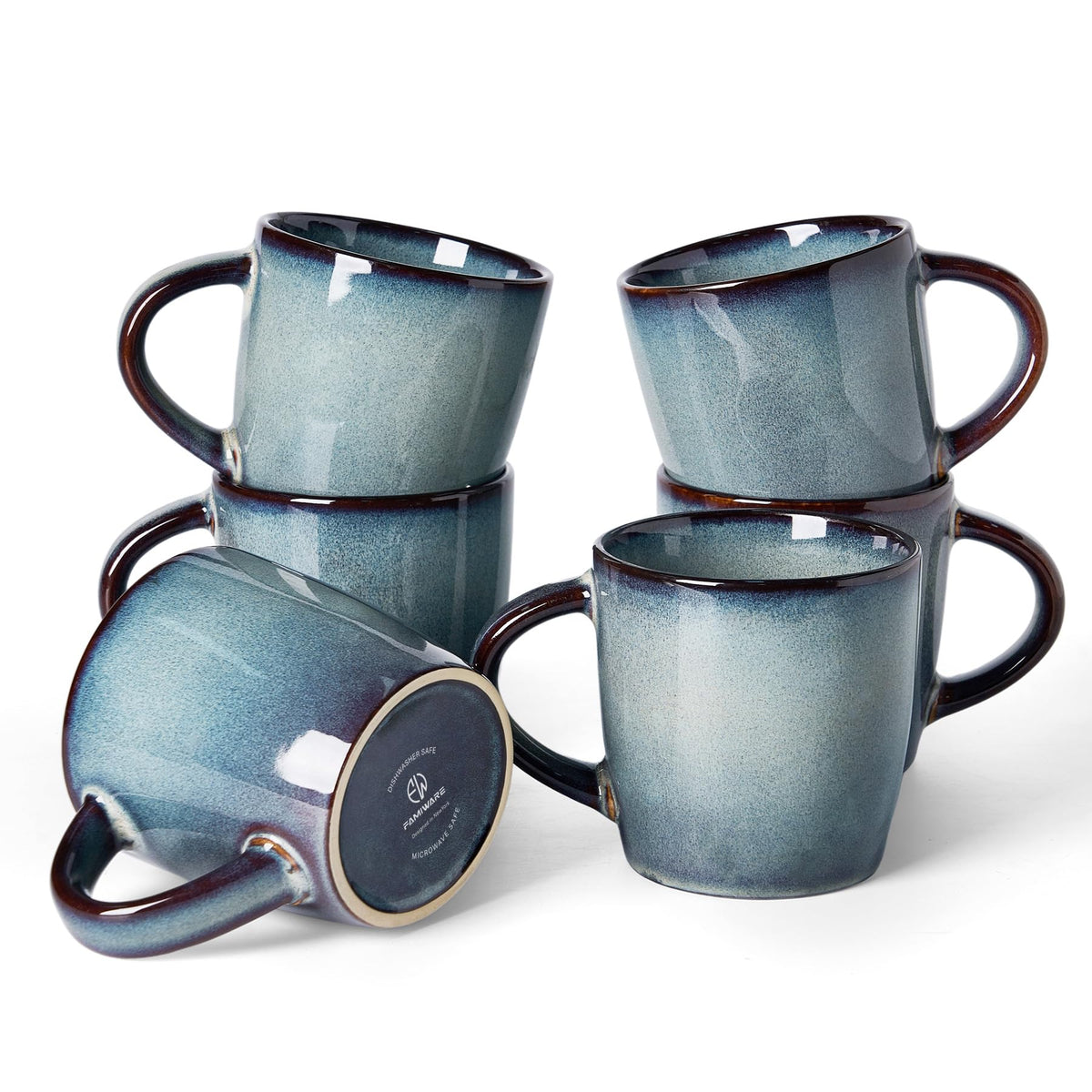 famiware Coffee Mugs Set of 6, 13 oz Mug Set, Ceramic Cup Set with Handle
