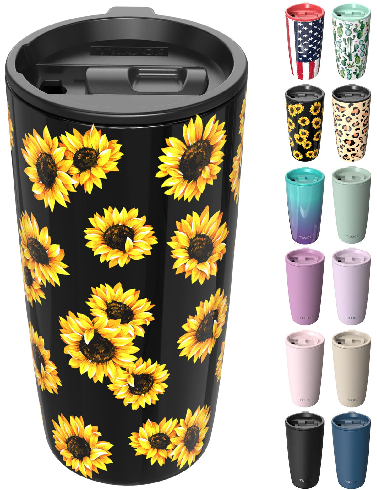TILUCK 12 oz Insulated Coffee Mug with Lid and Handle