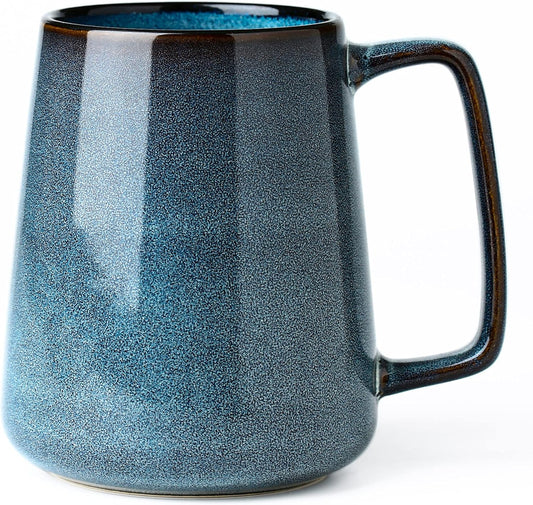 24 oz Large Ceramic Coffee mugs, Extra Large Cup, Big Handle (24 oz blue)