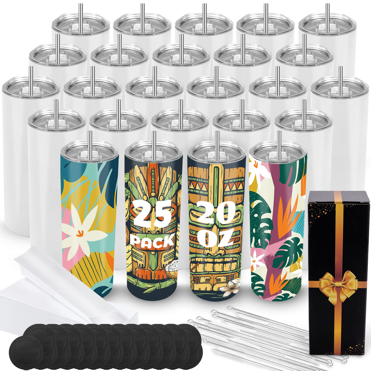 Joyclub Sublimation Blanks 20 oz Tumblers Bulk 10 Pack Skinny Straight