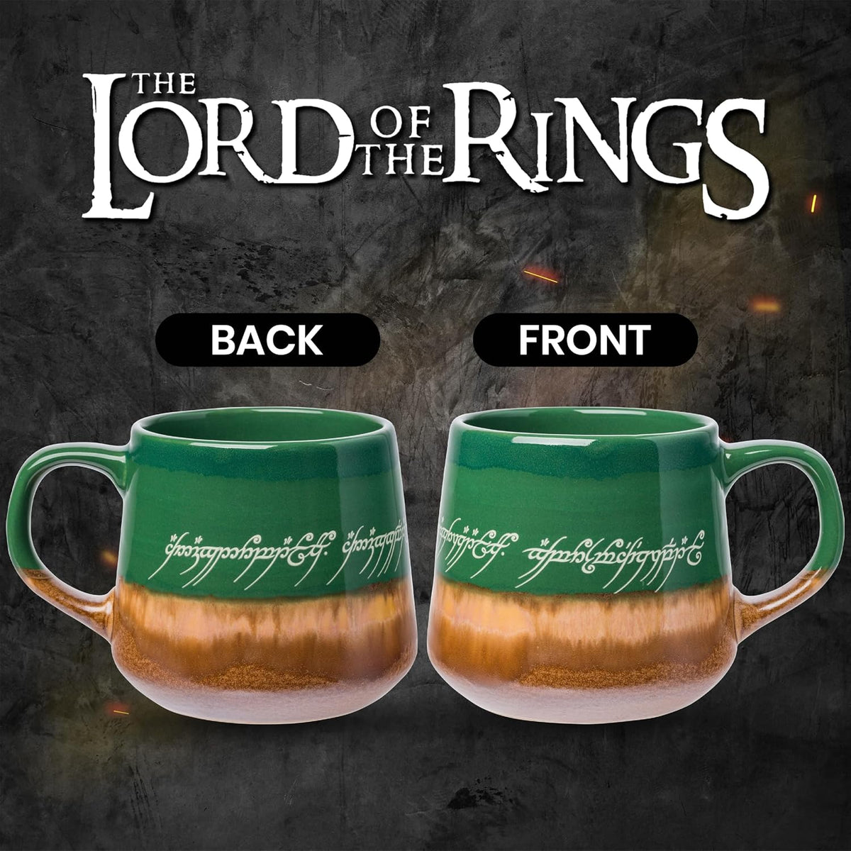 Silver Buffalo Lord of the Rings Elven, Reactive Glaze Pottery Mug, 14oz