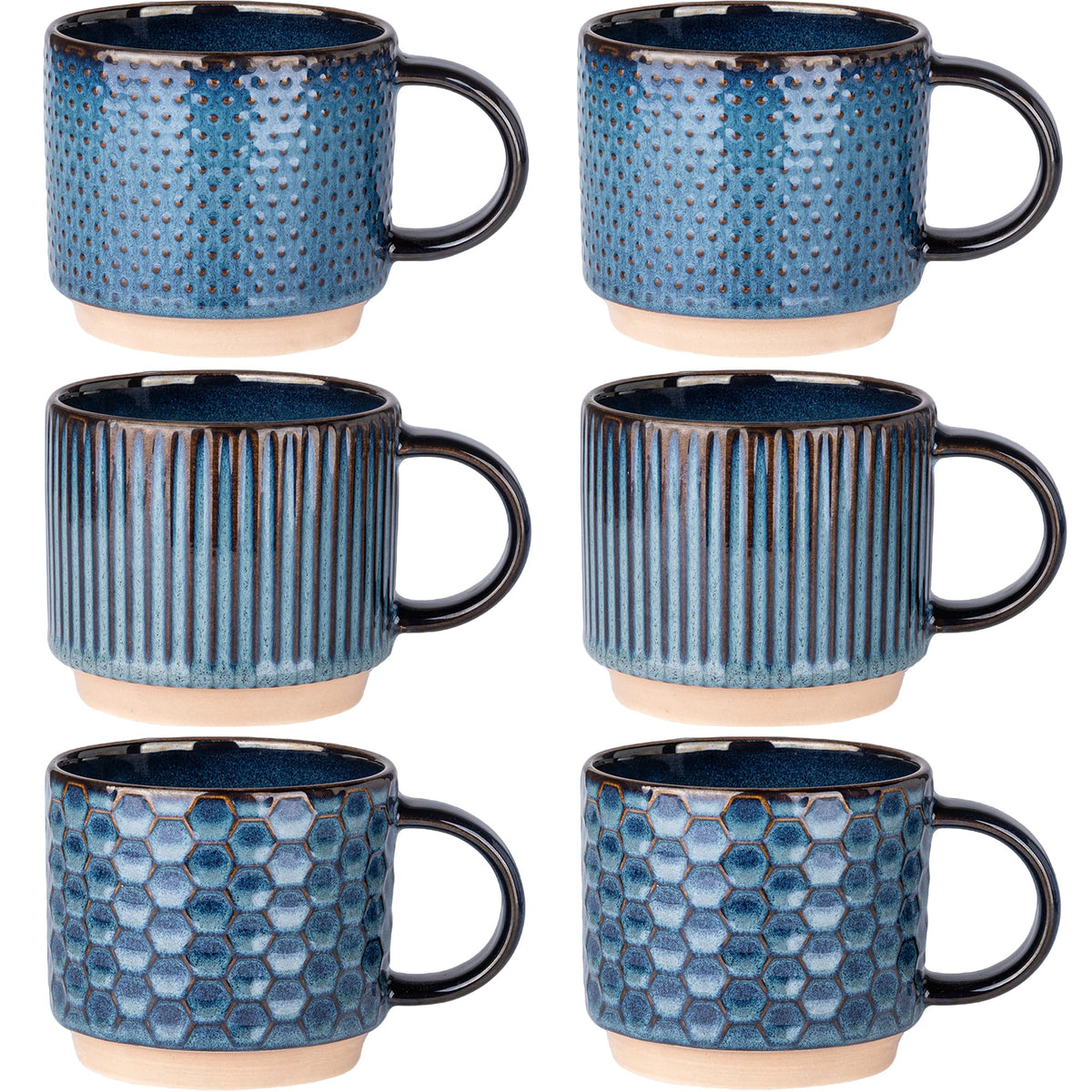 GBhome 15 OZ Stackable Coffee Mugs Set of 4, Ceramic Coffee Cups Set