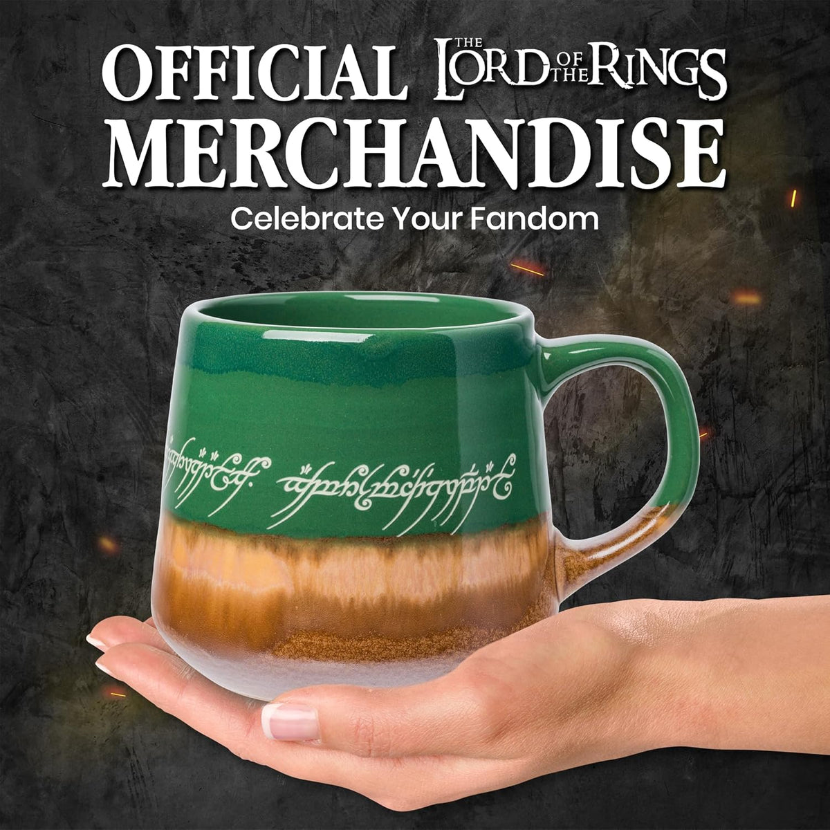 Silver Buffalo Lord of the Rings Elven, Reactive Glaze Pottery Mug, 14oz